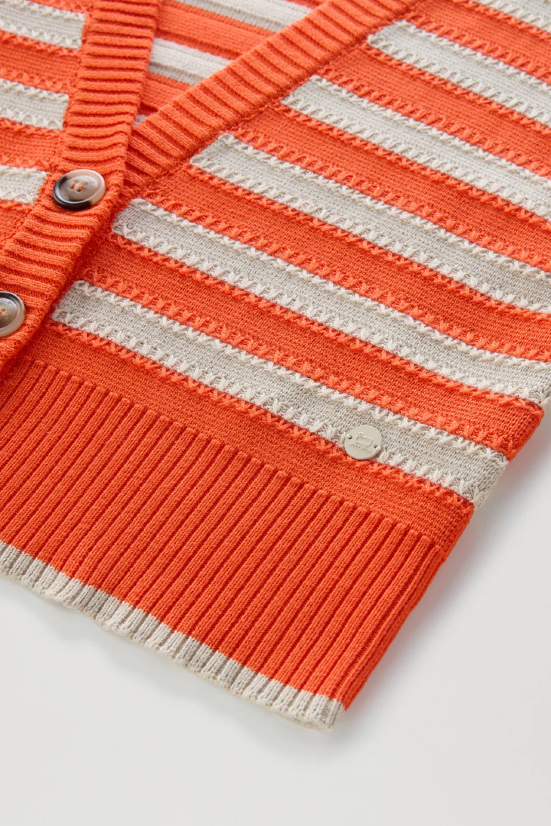 Maglieria>Woolrich Cardigan In Puro Cotone Con Bottoni Light Oak Koi Stripe