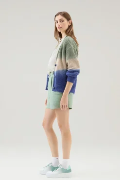 Maglieria>Woolrich Cardigan Tinto In Capo In Puro Cotone Sage