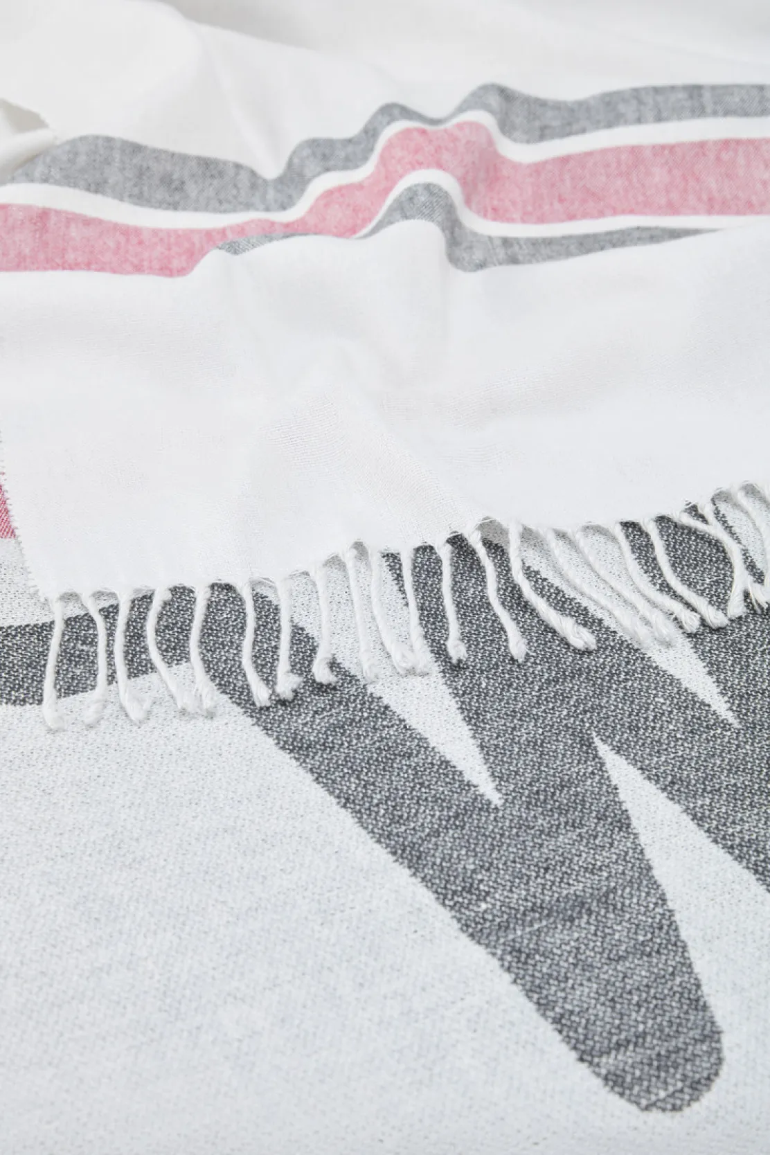 Coperte|Coperte>Woolrich Coperta In Misto Lino E Cotone Con Logo Jacquard Stone