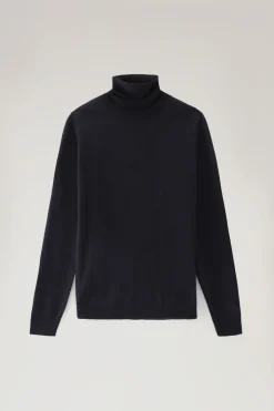 Maglieria>Woolrich Dolcevita In Lana Vergine Merino Melton Blue