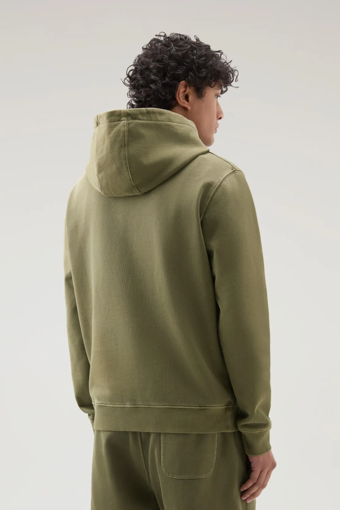 Felpe>Woolrich Felpa 1830 Tinta In Capo In Puro Cotone Con Cappucccio Lake Olive
