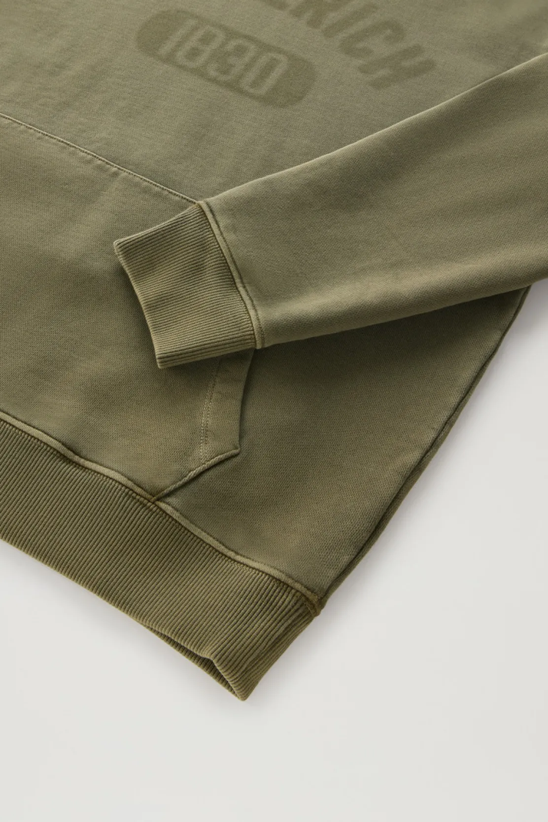 Felpe>Woolrich Felpa 1830 Tinta In Capo In Puro Cotone Con Cappucccio Lake Olive