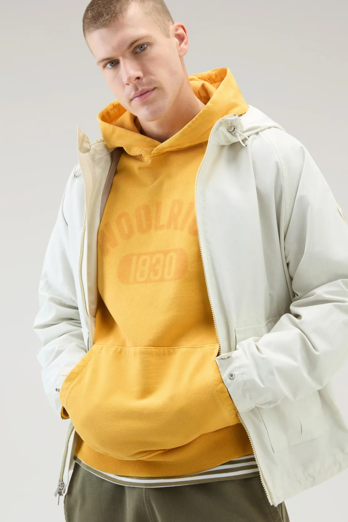 Felpe>Woolrich Felpa 1830 Tinta In Capo In Puro Cotone Con Cappucccio Golden Glow