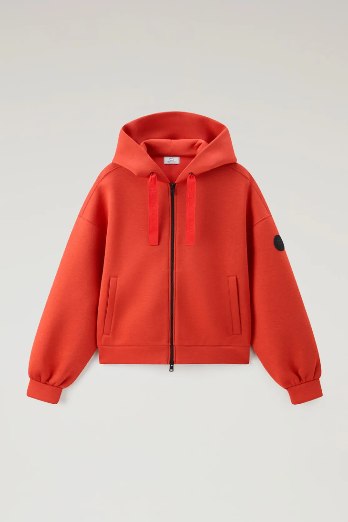 Felpe>Woolrich Felpa Con Cappuccio E Zip In Misto Cotone Bright Brick