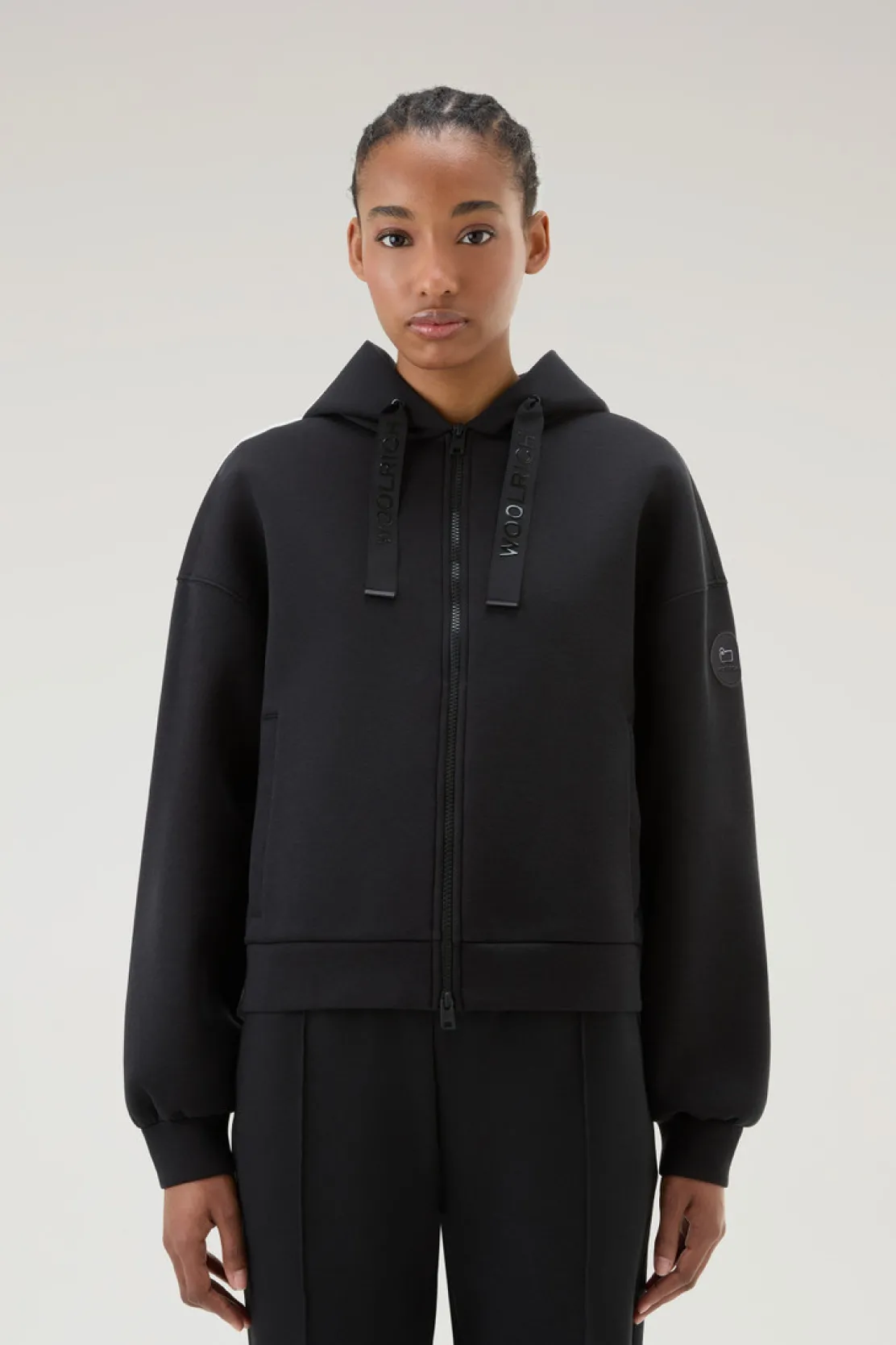 Felpe>Woolrich Felpa Con Cappuccio E Zip In Misto Cotone Black