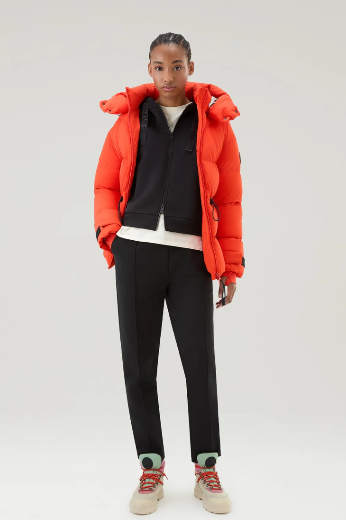 Felpe>Woolrich Felpa Con Cappuccio E Zip In Misto Cotone Black