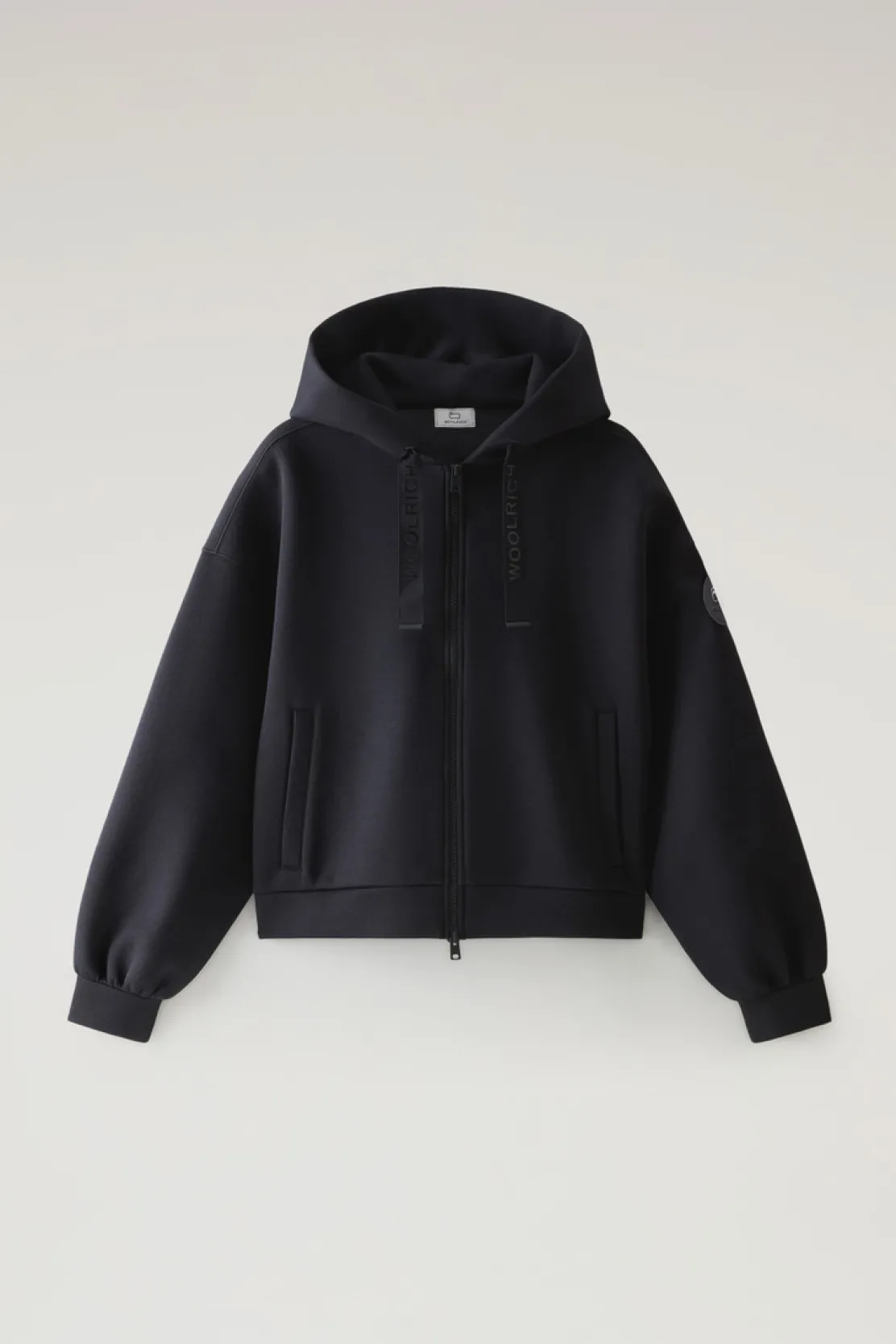 Felpe>Woolrich Felpa Con Cappuccio E Zip In Misto Cotone Black