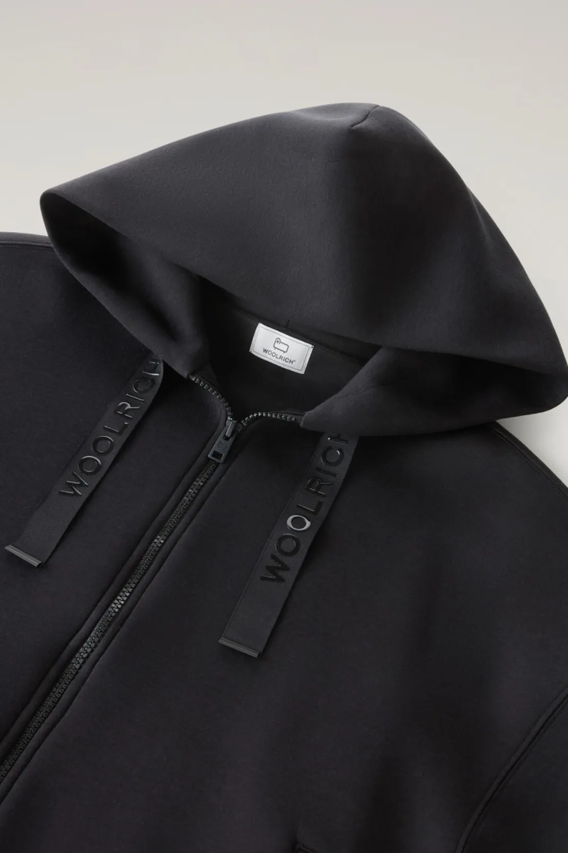 Felpe>Woolrich Felpa Con Cappuccio E Zip In Misto Cotone Black