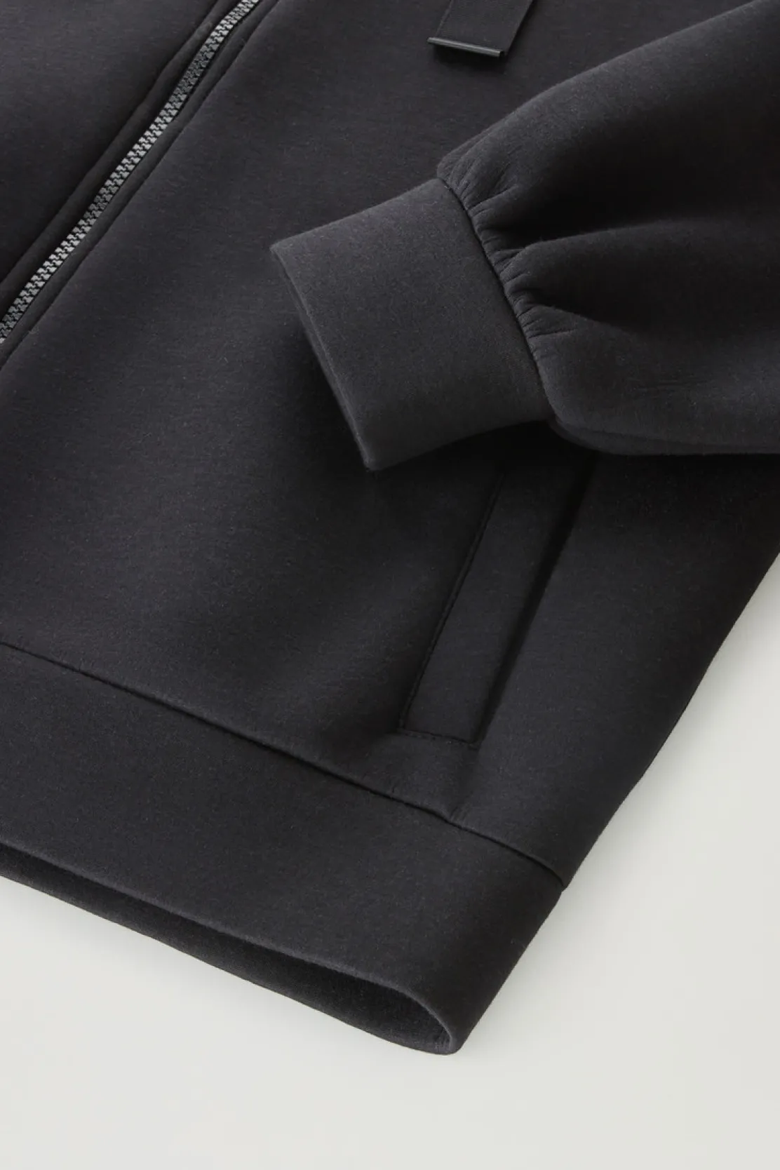 Felpe>Woolrich Felpa Con Cappuccio E Zip In Misto Cotone Black