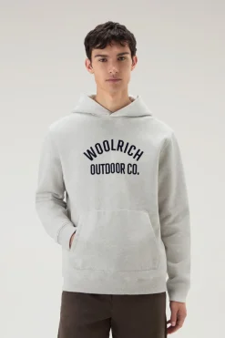 Felpe>Woolrich Felpa Con Cappuccio In Puro Cotone Light Grey Melange