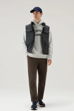 Felpe>Woolrich Felpa Con Cappuccio In Puro Cotone Light Grey Melange