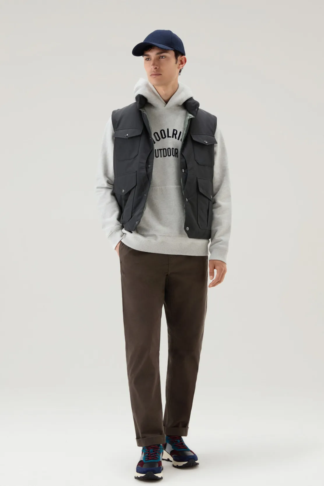 Felpe>Woolrich Felpa Con Cappuccio In Puro Cotone Light Grey Melange