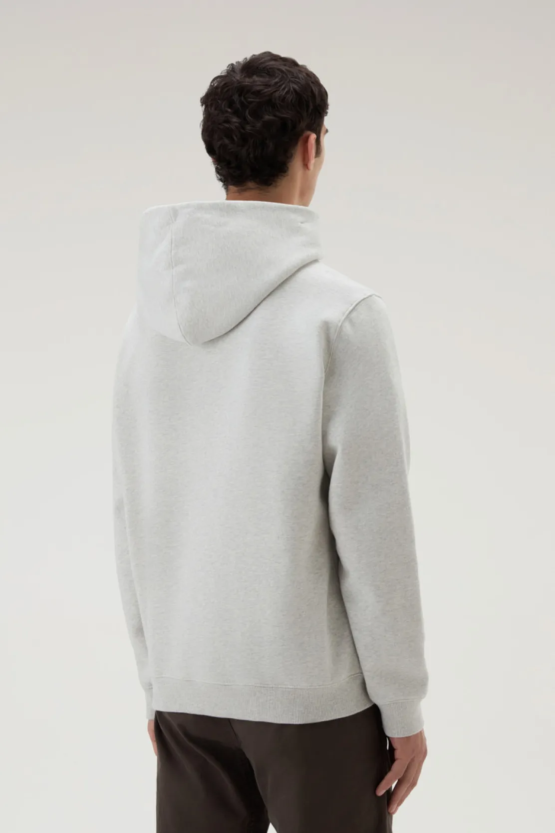 Felpe>Woolrich Felpa Con Cappuccio In Puro Cotone Light Grey Melange