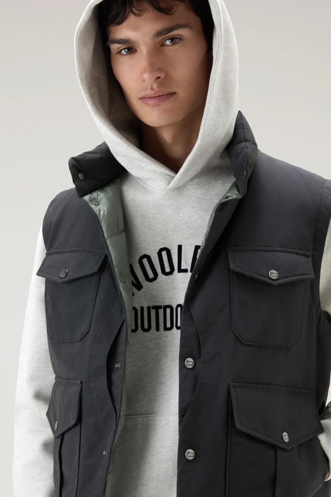 Felpe>Woolrich Felpa Con Cappuccio In Puro Cotone Light Grey Melange