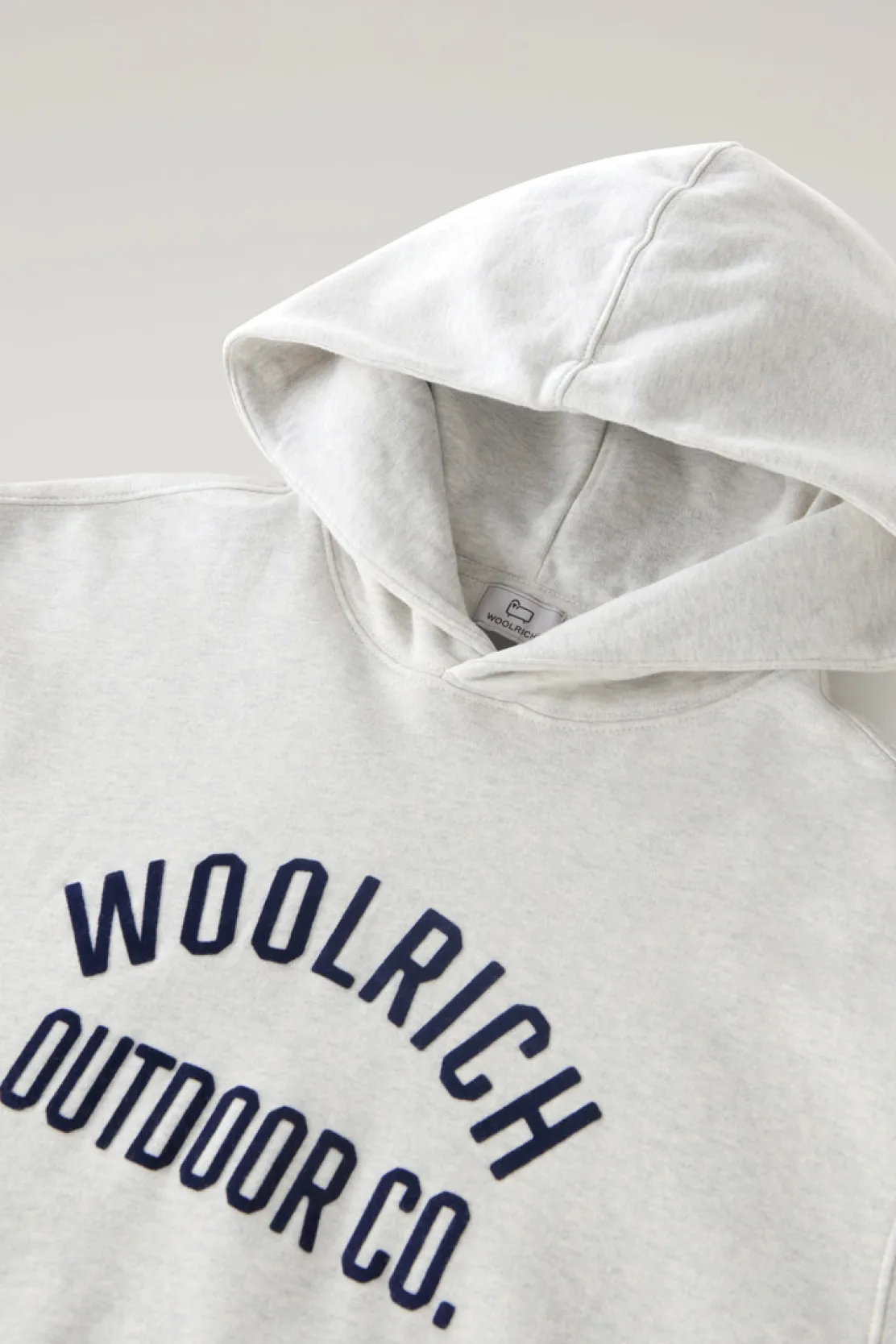 Felpe>Woolrich Felpa Con Cappuccio In Puro Cotone Light Grey Melange