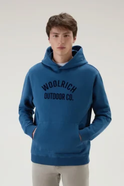 Felpe>Woolrich Felpa Con Cappuccio In Puro Cotone Blue Lobster