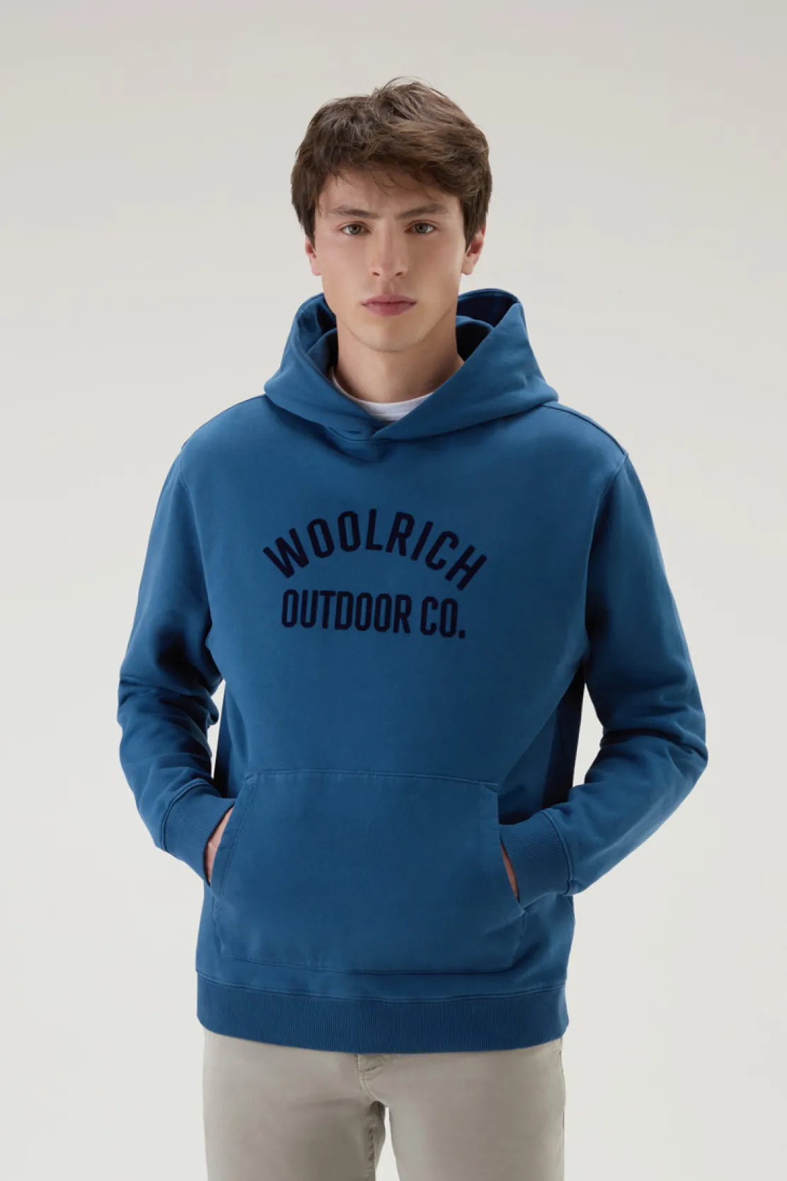 Felpe>Woolrich Felpa Con Cappuccio In Puro Cotone Blue Lobster