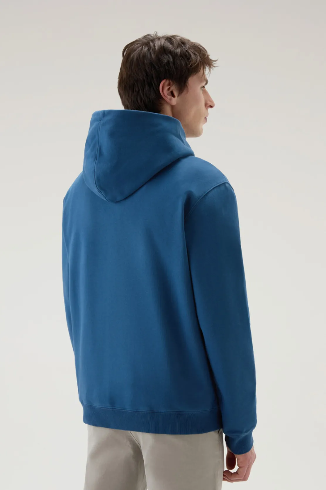 Felpe>Woolrich Felpa Con Cappuccio In Puro Cotone Blue Lobster