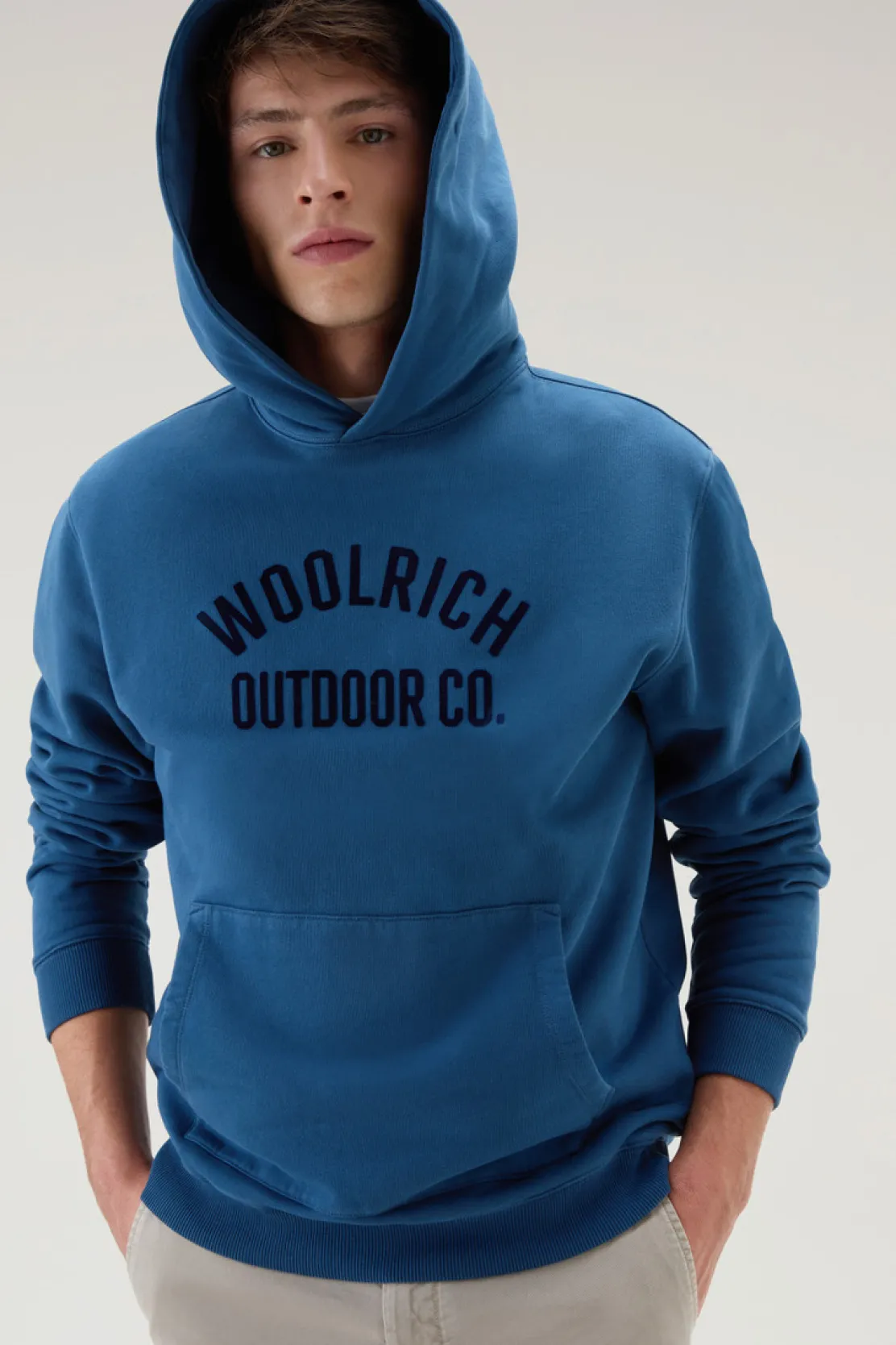 Felpe>Woolrich Felpa Con Cappuccio In Puro Cotone Blue Lobster