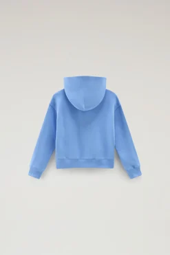 Abbigliamento>Woolrich Felpa Da Bambina In Puro Cotone Con Cappuccio Sea Breeze