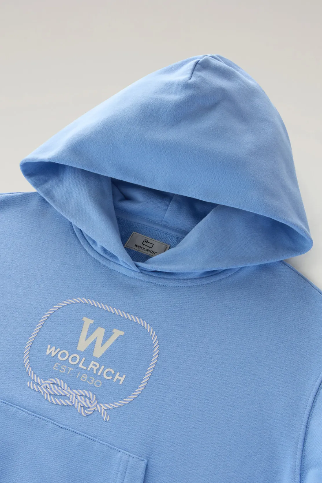 Abbigliamento>Woolrich Felpa Da Bambina In Puro Cotone Con Cappuccio Sea Breeze
