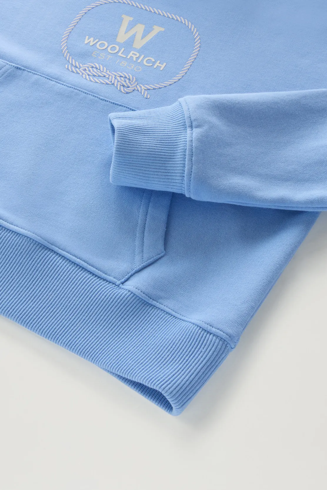 Abbigliamento>Woolrich Felpa Da Bambina In Puro Cotone Con Cappuccio Sea Breeze