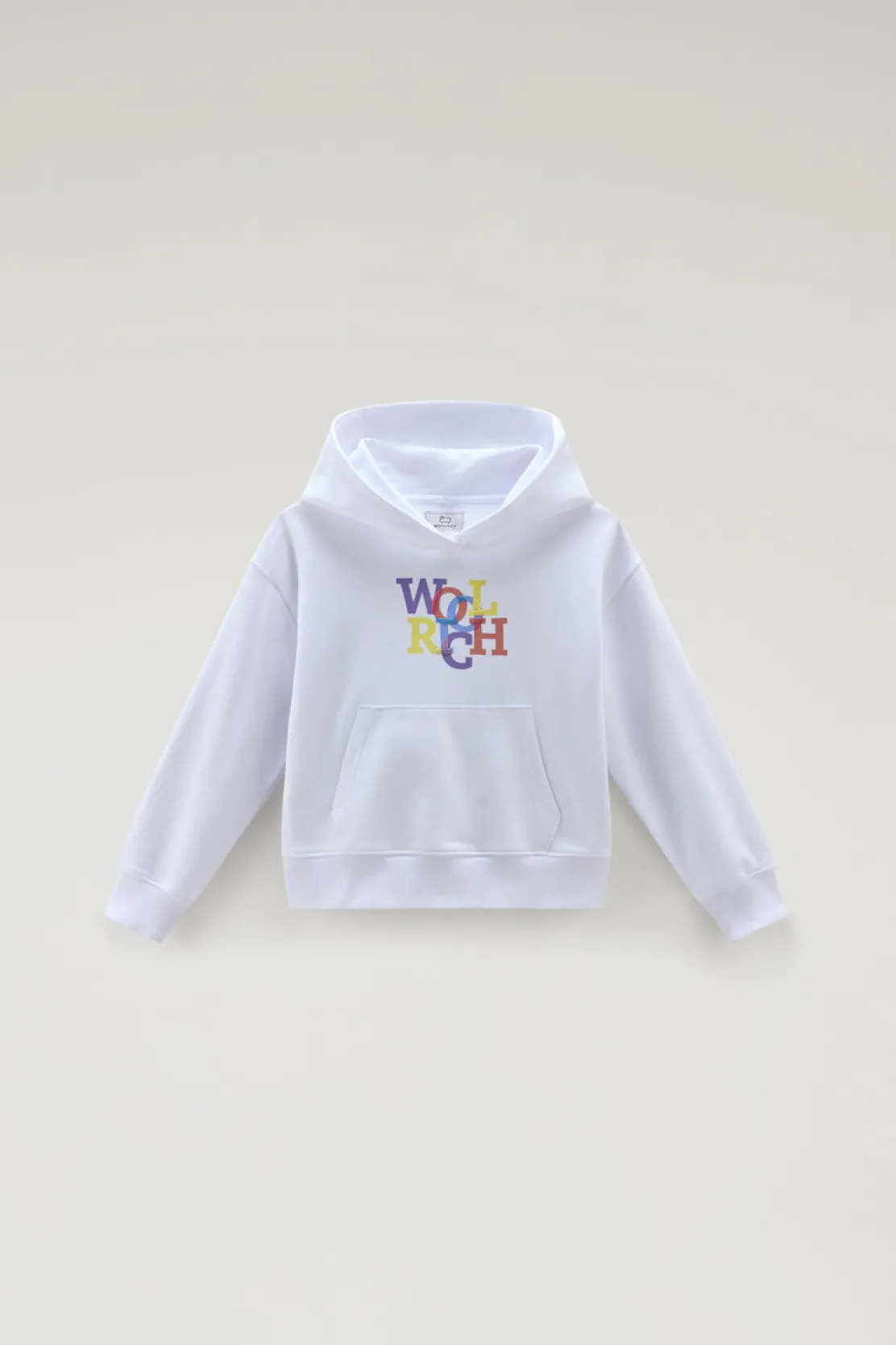 Abbigliamento>Woolrich Felpa Da Bambina In Puro Cotone Con Cappuccio Bright White