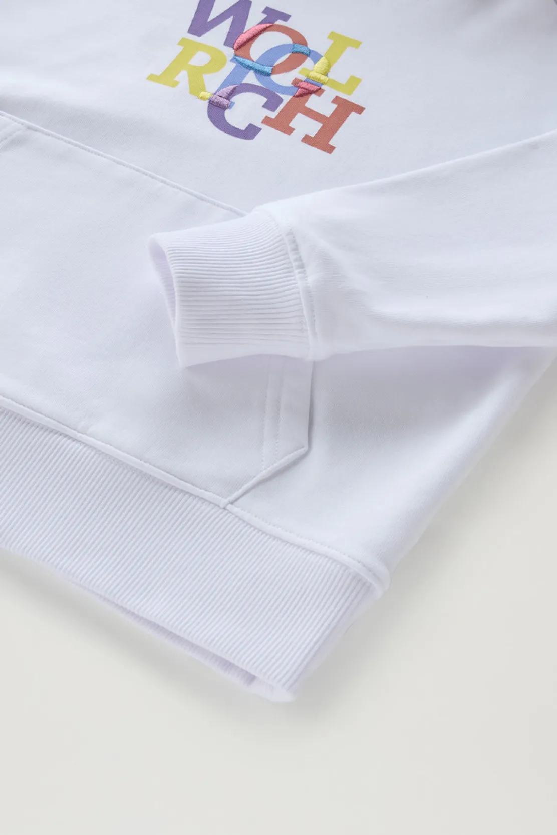 Abbigliamento>Woolrich Felpa Da Bambina In Puro Cotone Con Cappuccio Bright White