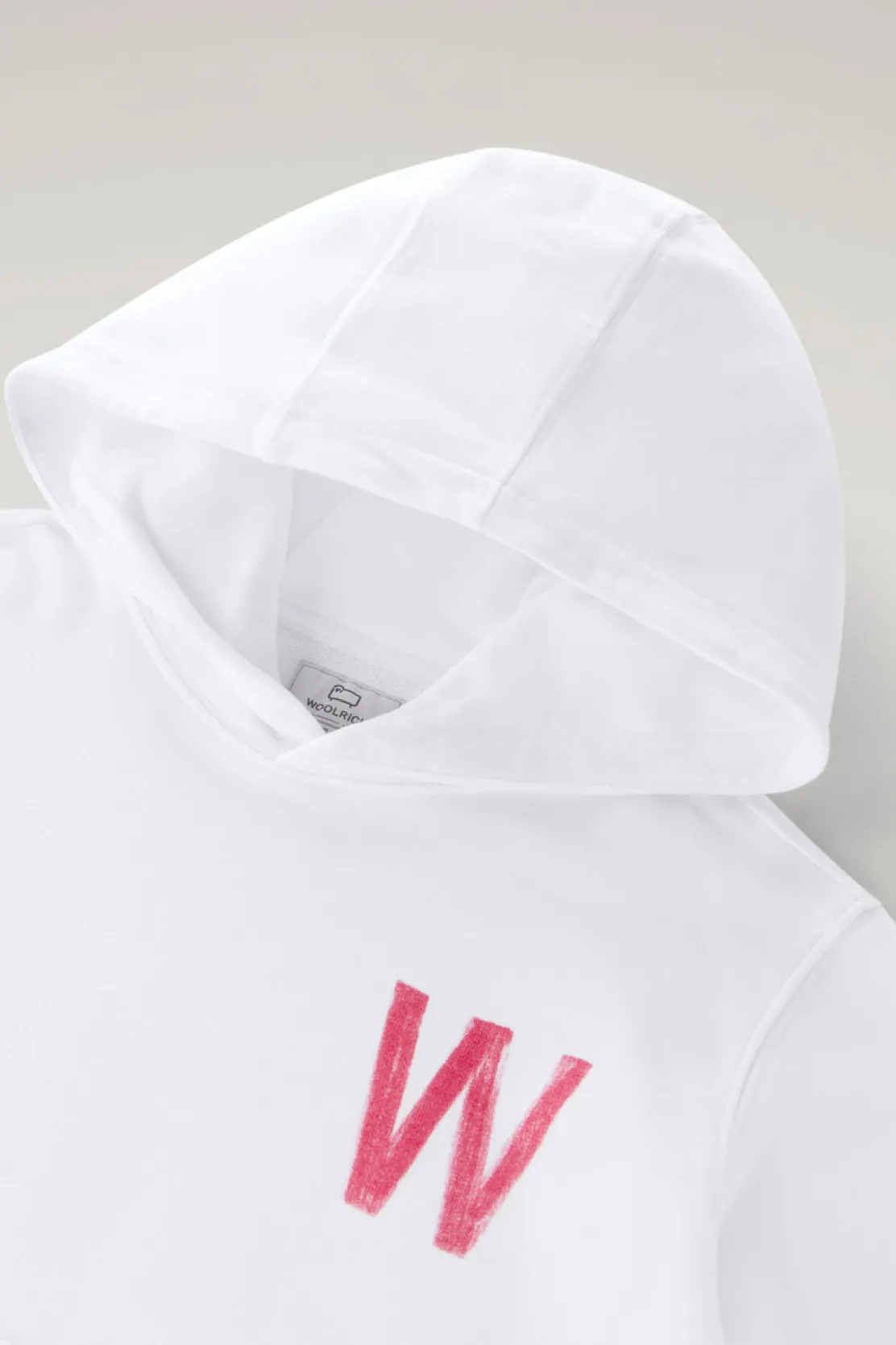 Abbigliamento>Woolrich Felpa Da Bambino In Puro Cotone Con Cappuccio Bright White