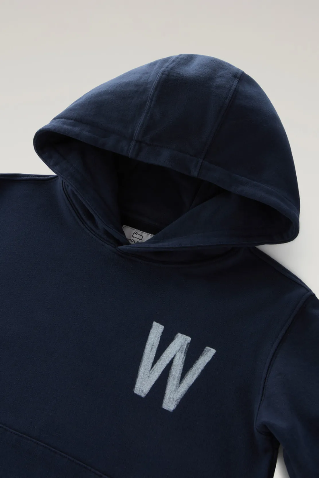 Abbigliamento>Woolrich Felpa Da Bambino In Puro Cotone Con Cappuccio Melton Blue