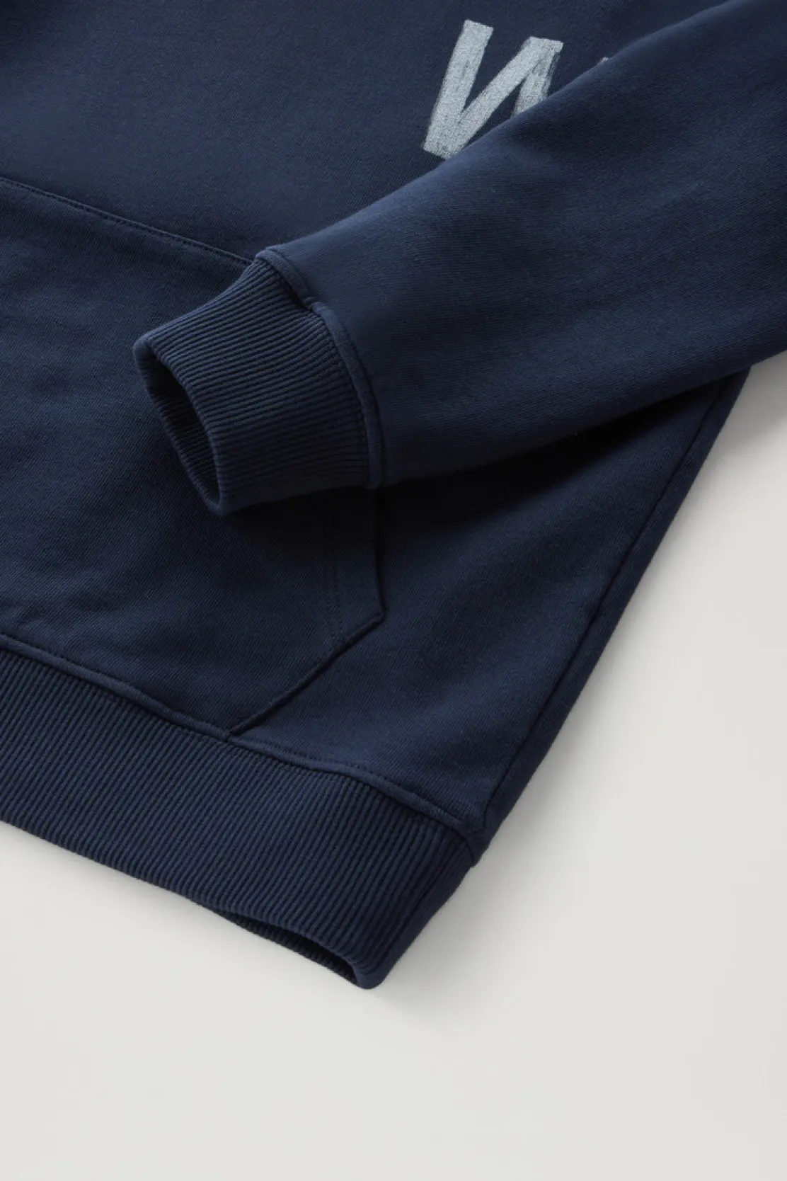 Abbigliamento>Woolrich Felpa Da Bambino In Puro Cotone Con Cappuccio Melton Blue