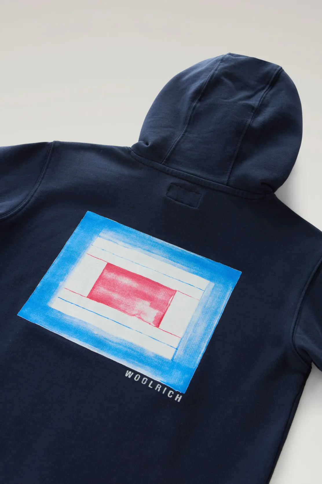 Abbigliamento>Woolrich Felpa Da Bambino In Puro Cotone Con Cappuccio Melton Blue