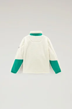 Abbigliamento>Woolrich Felpa Da Bambino In Sherpa Con Zip Milky Cream
