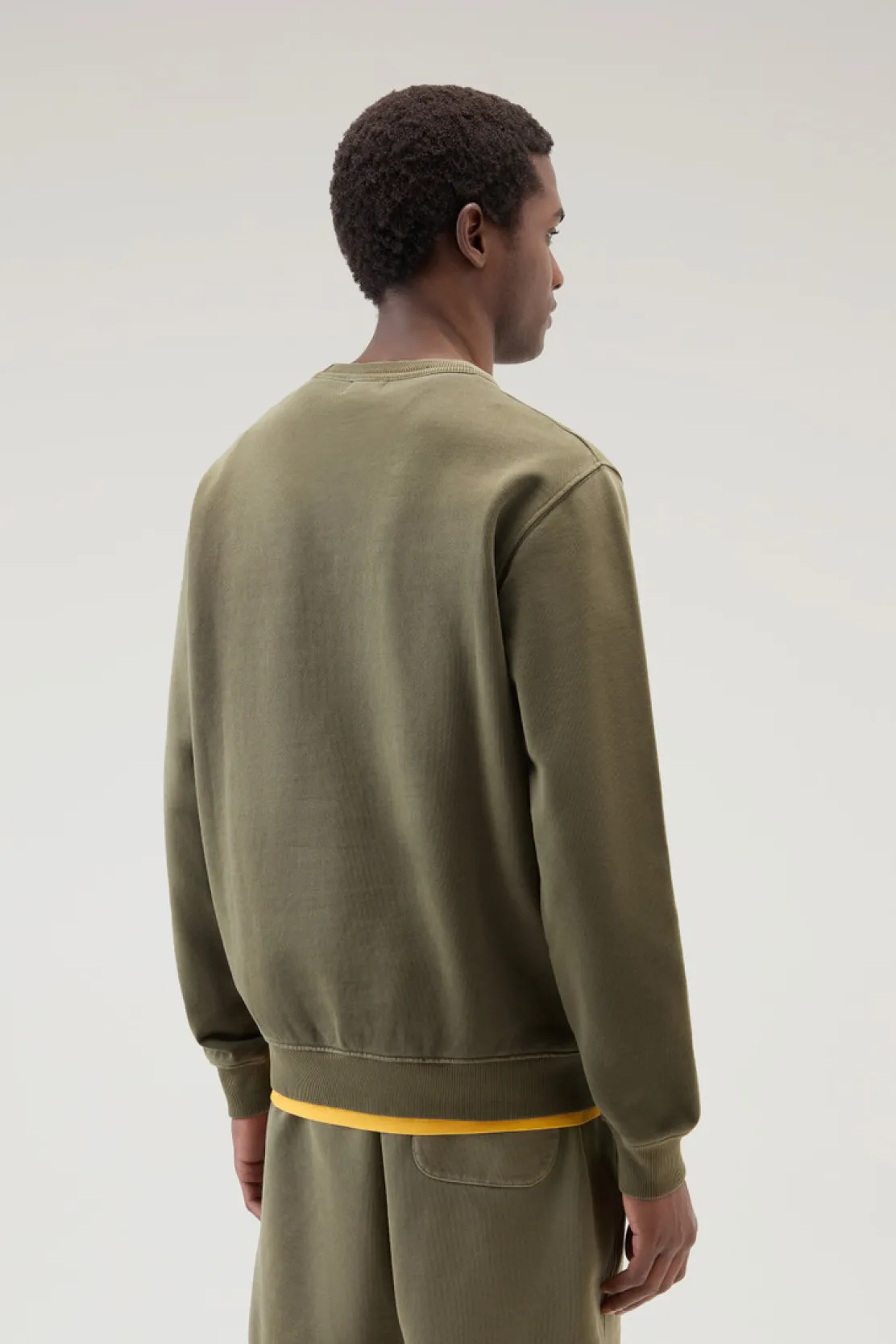 Felpe>Woolrich Felpa Girocollo 1830 Tinta In Capo In Puro Cotone Lake Olive