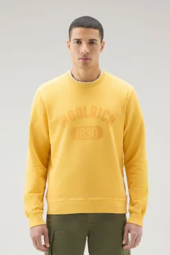 Felpe>Woolrich Felpa Girocollo 1830 Tinta In Capo In Puro Cotone Golden Glow
