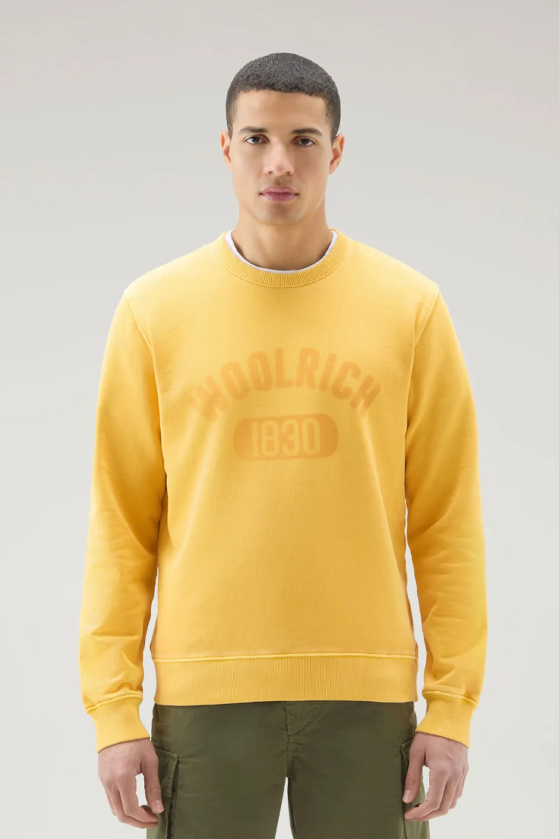 Felpe>Woolrich Felpa Girocollo 1830 Tinta In Capo In Puro Cotone Golden Glow