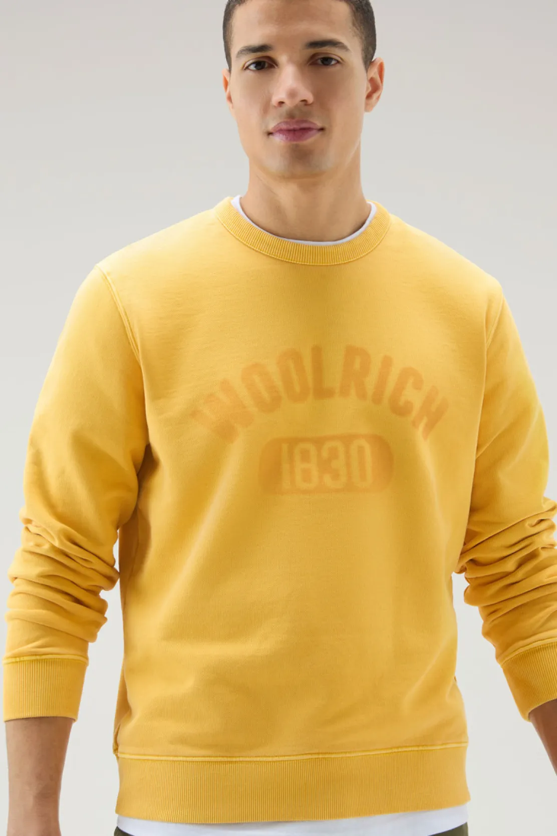 Felpe>Woolrich Felpa Girocollo 1830 Tinta In Capo In Puro Cotone Golden Glow