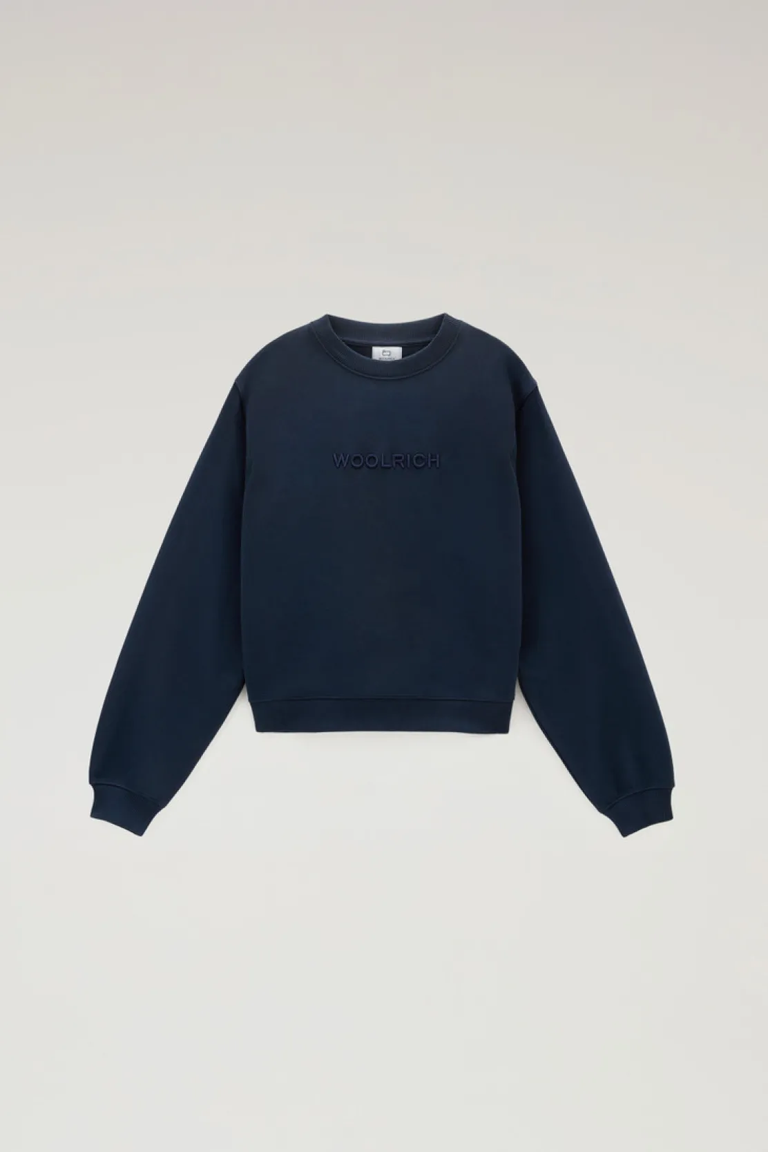 Felpe>Woolrich Felpa Girocollo Con Logo Ricamato Melton Blue