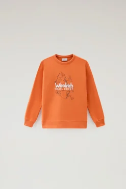 Abbigliamento>Woolrich Felpa Girocollo Da Bambino In Puro Cotone Con Stampa Koi