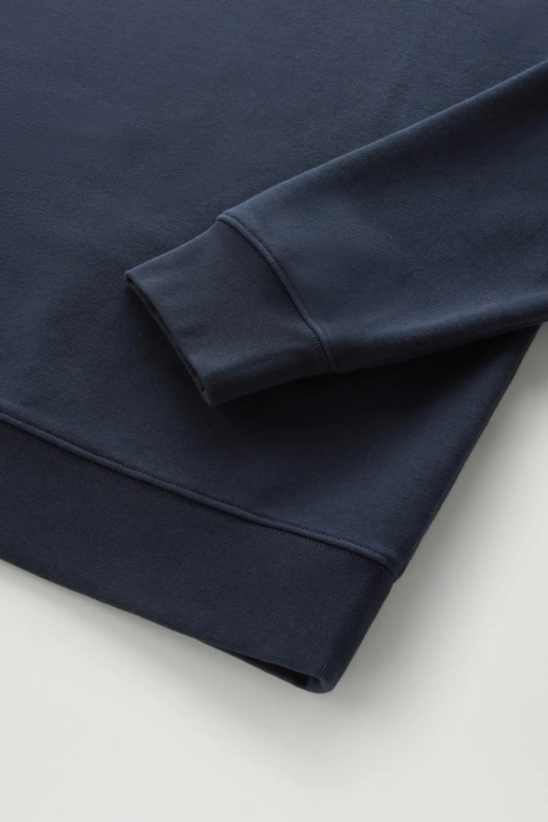 Felpe>Woolrich Felpa Girocollo In Misto Cotone Con Logo Ricamato Melton Blue