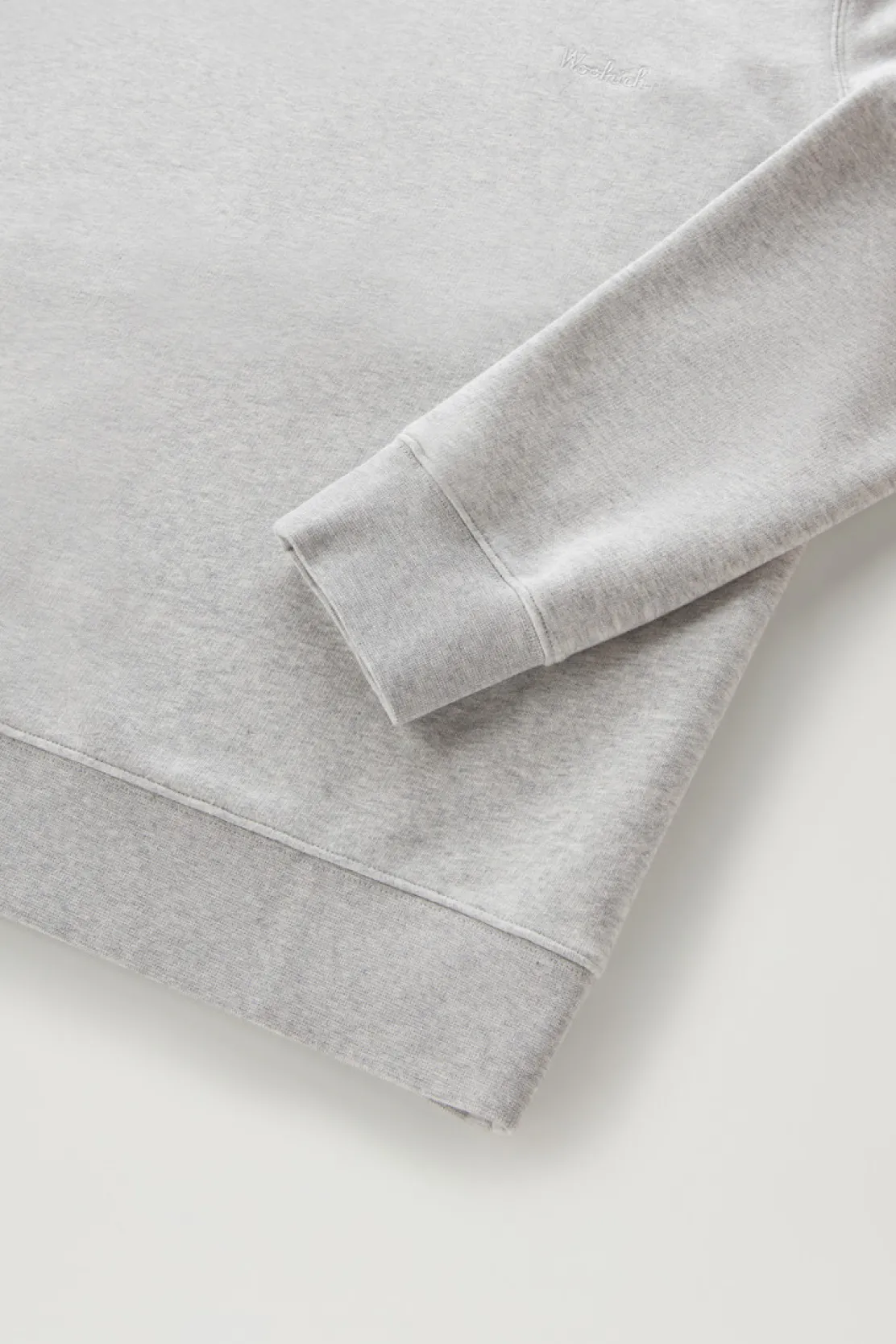 Felpe>Woolrich Felpa Girocollo In Misto Cotone Con Logo Ricamato Light Grey Melange