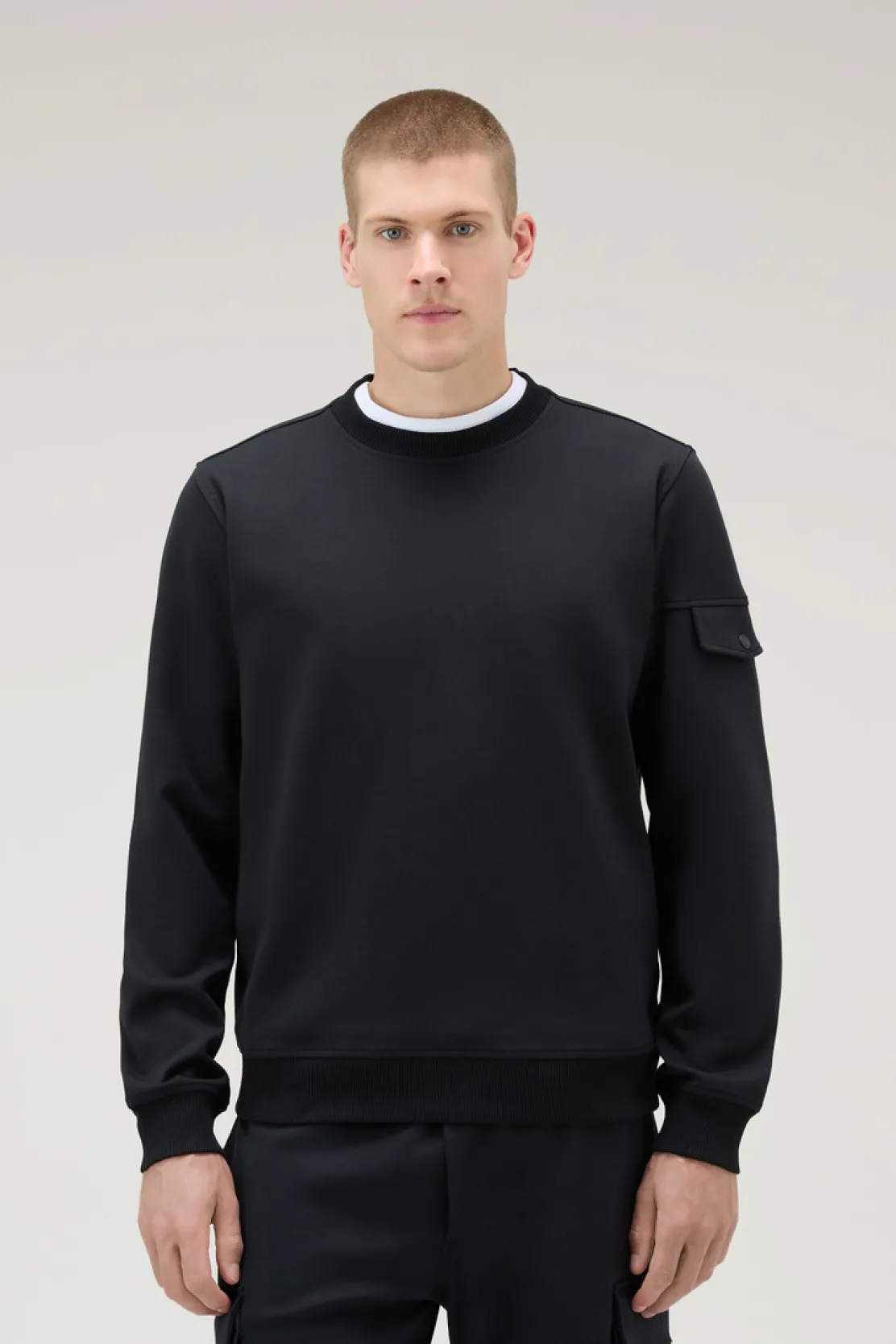 Felpe>Woolrich Felpa Girocollo In Misto Cotone Elasticizzato Black