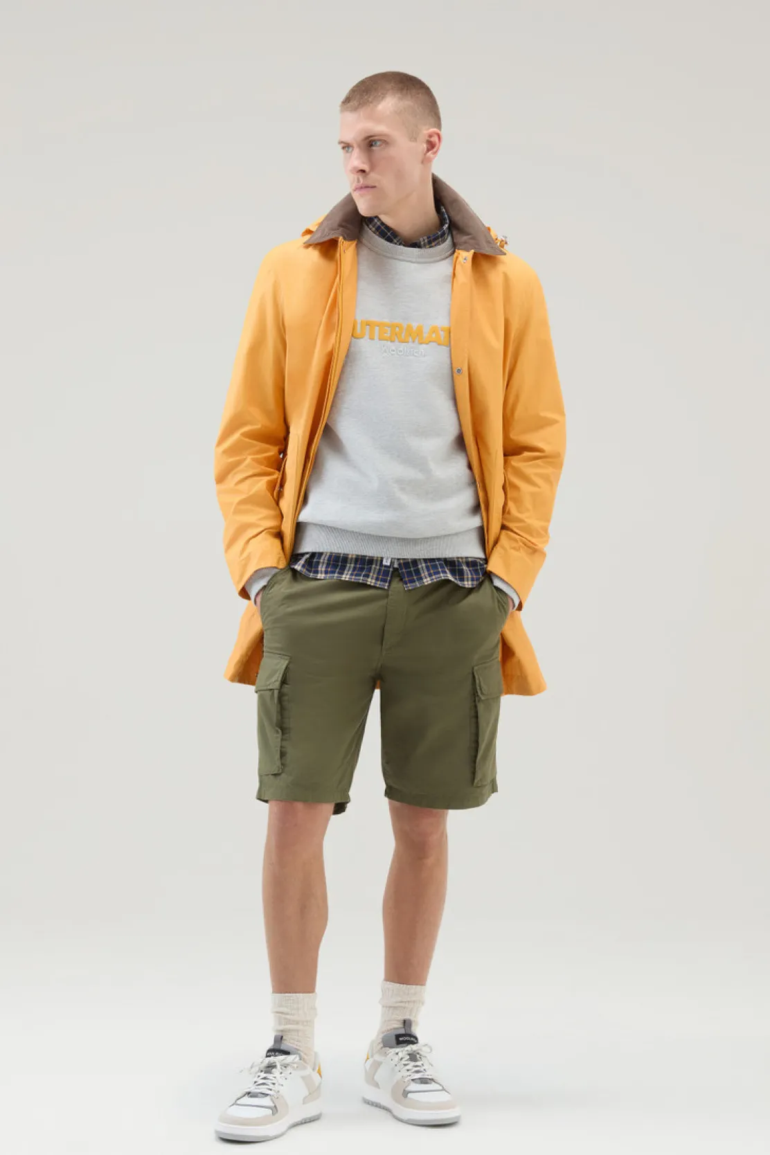 Felpe>Woolrich Felpa Girocollo In Puro Cotone Con Stampa A Rilievo Light Grey Melange