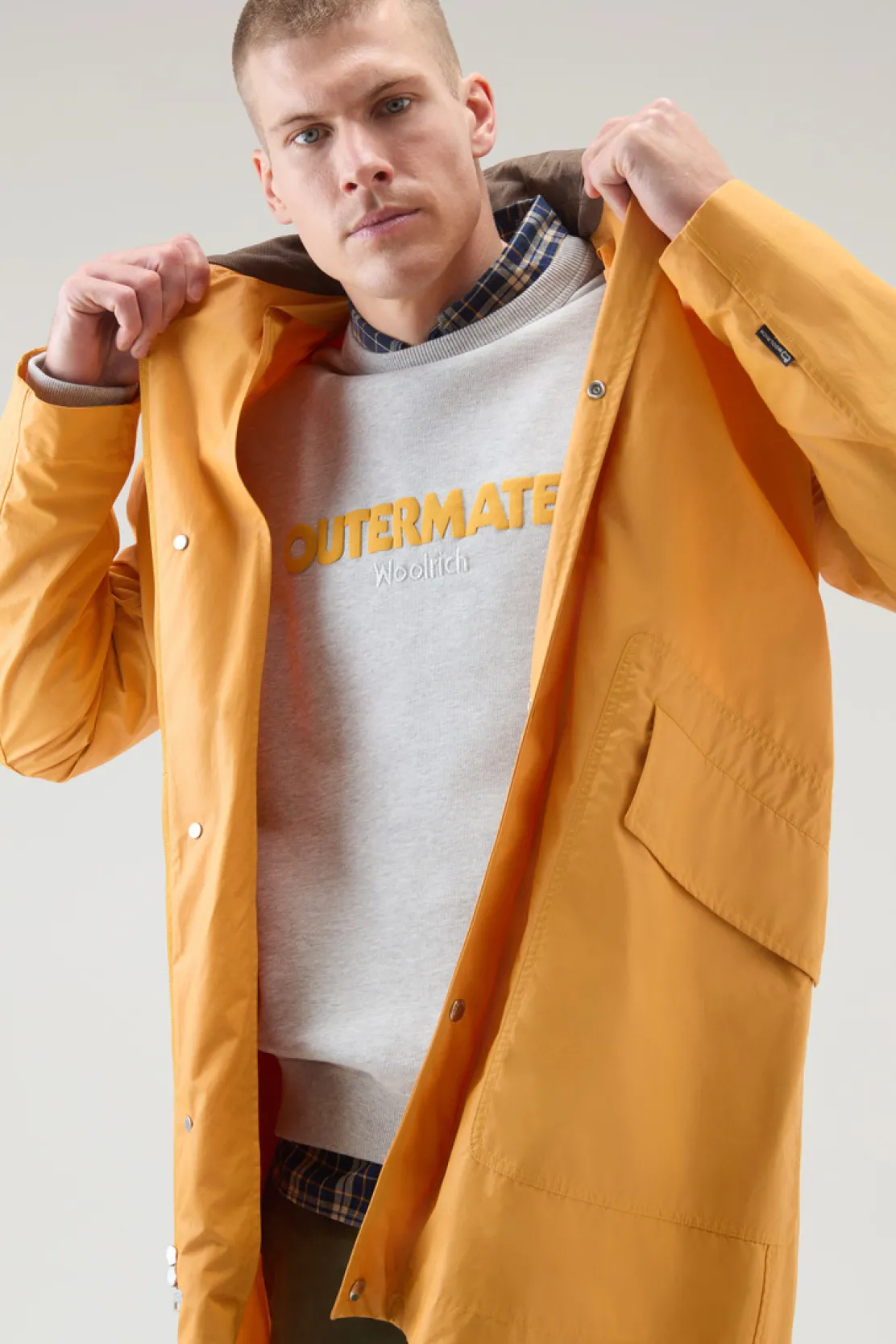 Felpe>Woolrich Felpa Girocollo In Puro Cotone Con Stampa A Rilievo Light Grey Melange