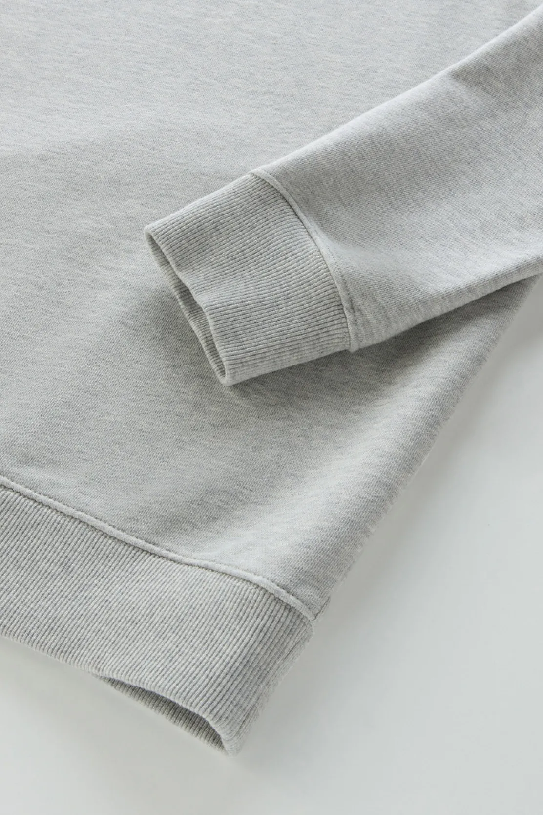 Felpe>Woolrich Felpa Girocollo In Puro Cotone Con Stampa A Rilievo Light Grey Melange