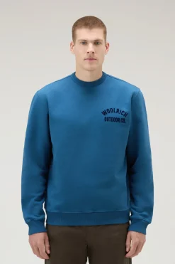 Felpe>Woolrich Felpa Girocollo In Puro Cotone Blue Lobster