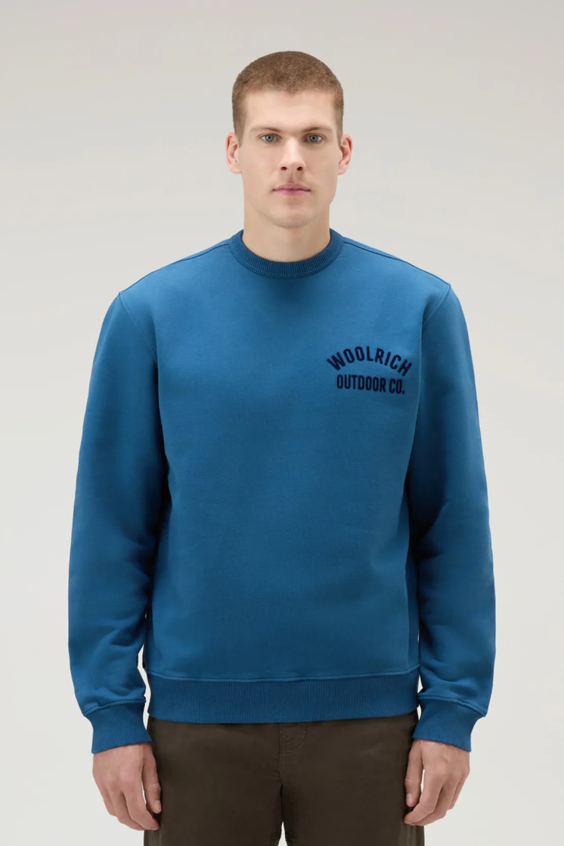 Felpe>Woolrich Felpa Girocollo In Puro Cotone Blue Lobster