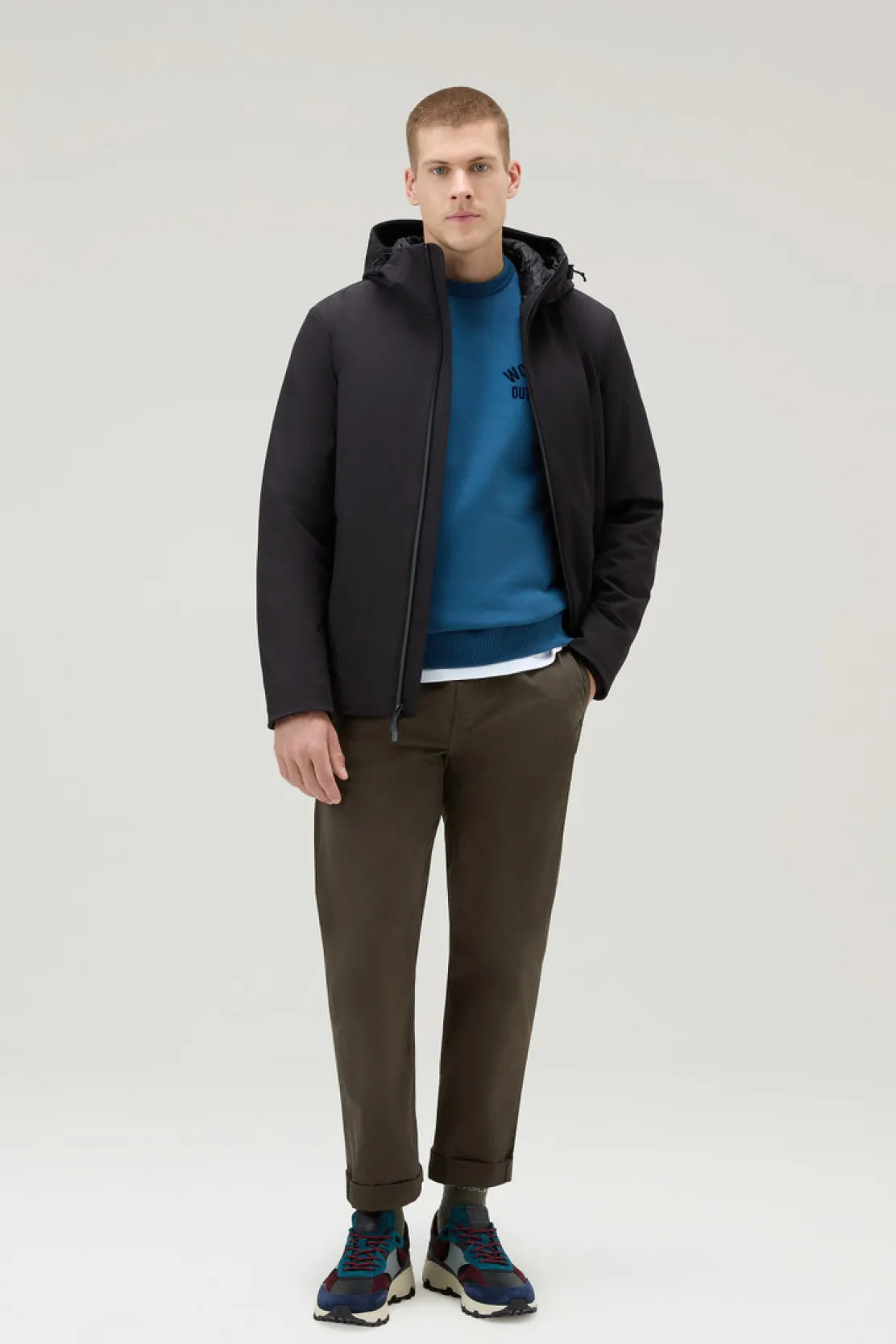 Felpe>Woolrich Felpa Girocollo In Puro Cotone Blue Lobster