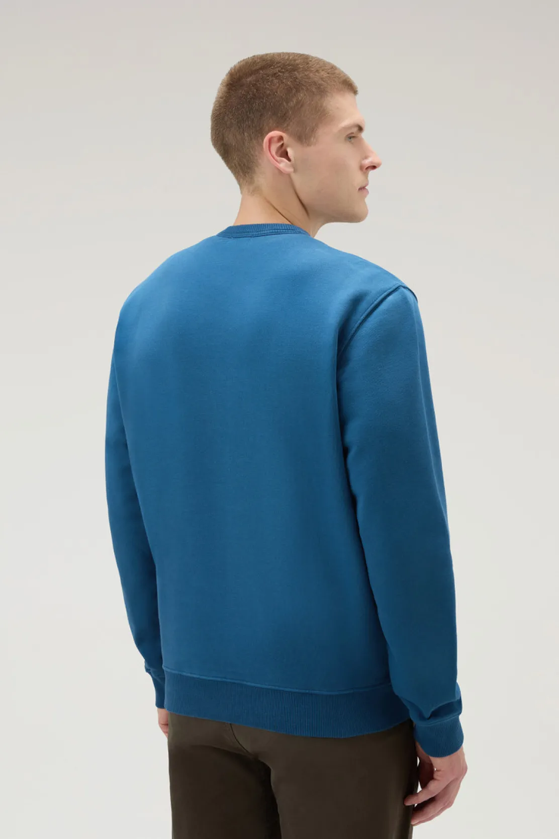 Felpe>Woolrich Felpa Girocollo In Puro Cotone Blue Lobster