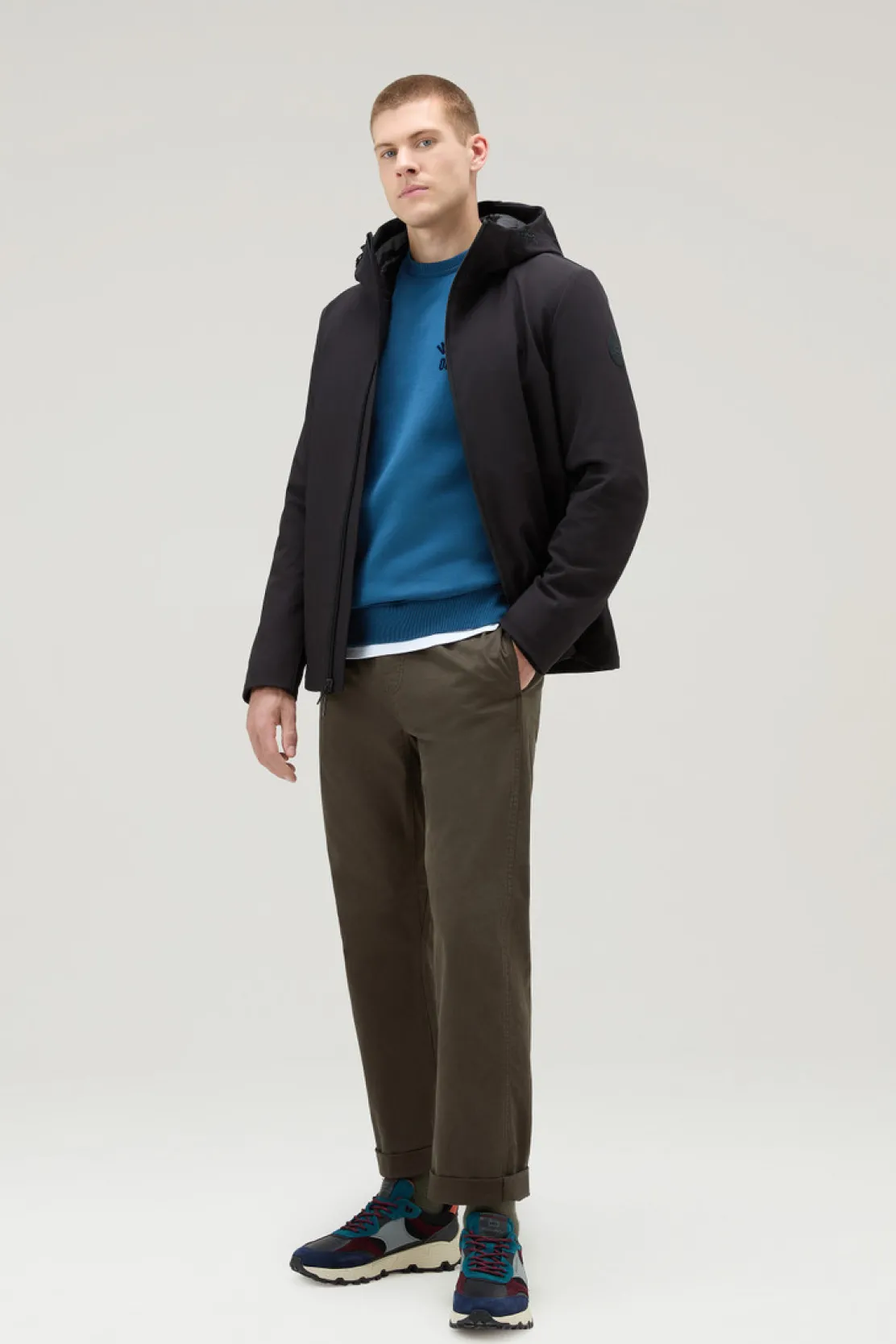 Felpe>Woolrich Felpa Girocollo In Puro Cotone Blue Lobster